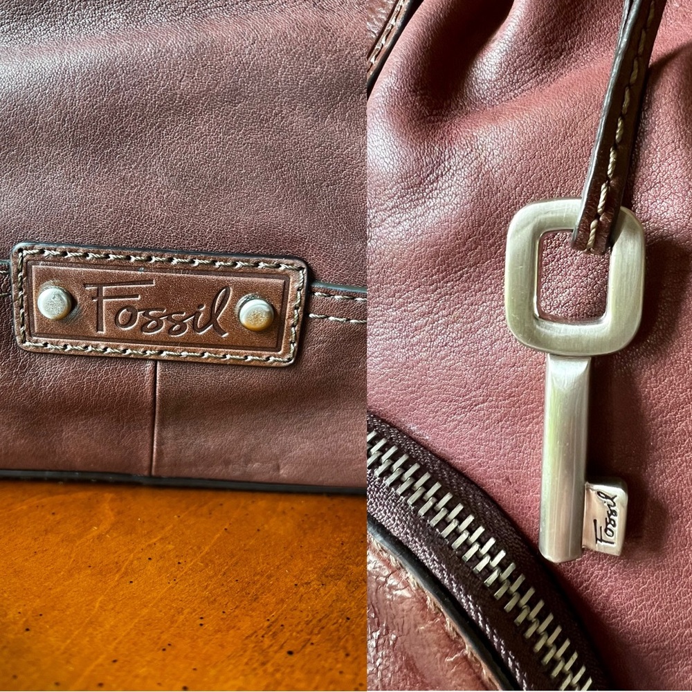 Fossil, Brown-Genuine leather Framed Satchel retro style Doctors Bag. - Picture 9 of 17